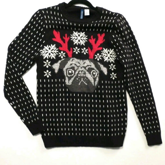 black pug christmas sweater